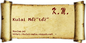 Kulai Máté névjegykártya